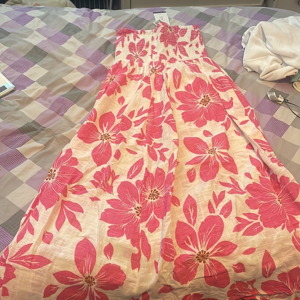 Pink floral maxi skirt